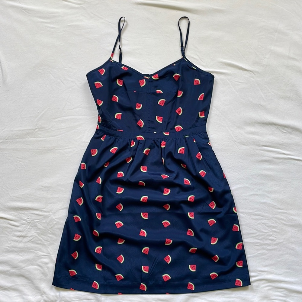 J. Crew Factory Dark Blue Watermelon Print Sundress